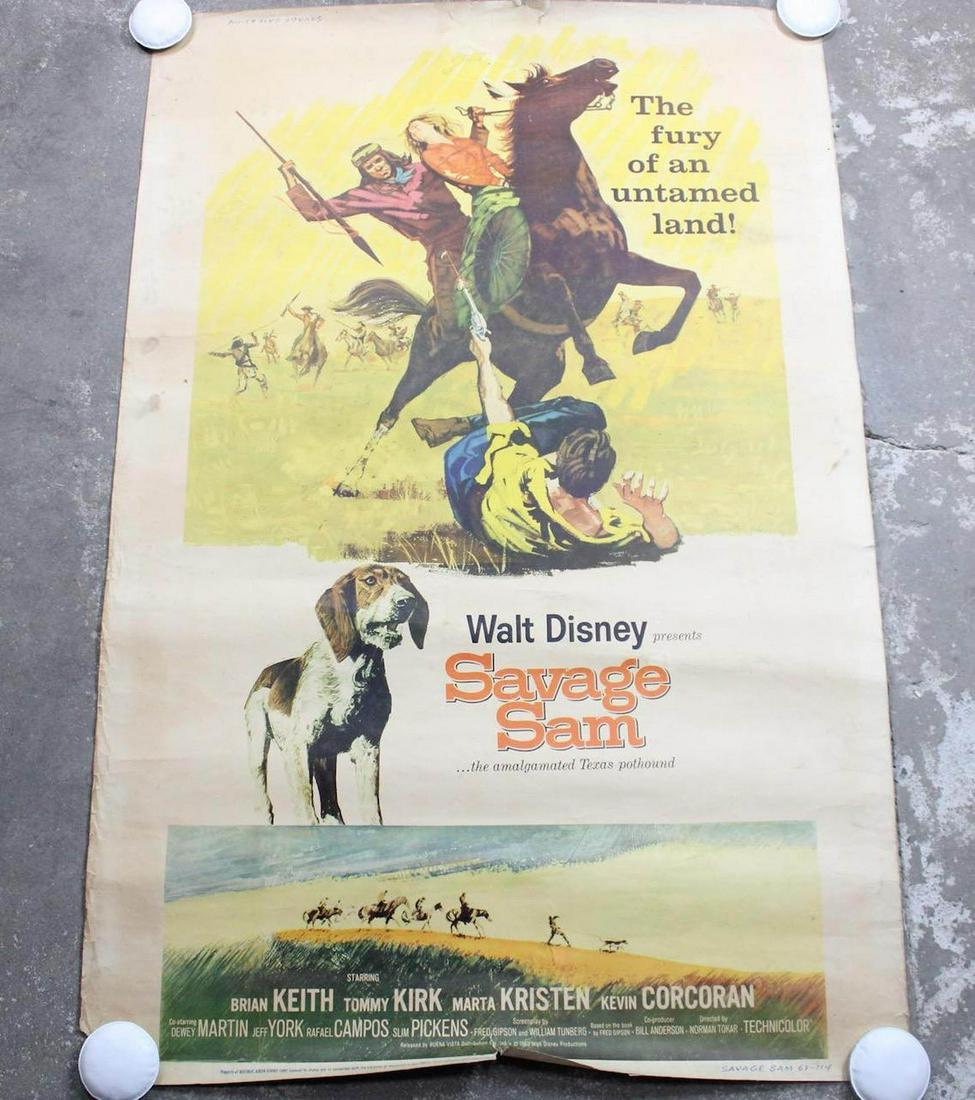 Large Disney Savage Sam Vintage 40 x 60 Movie Poster (1 of 13)