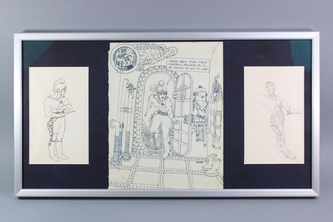 Framed Trio of Comic Book Sketches, Tales of the Star Guard (1 of 11)