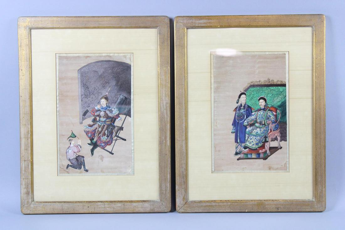 Pair of Chinese Emperor Prints in Gold Frames (1 of 13)
