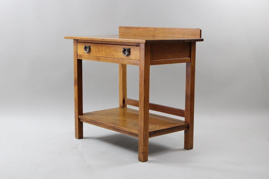 Oak Wood Library Side Table, Stickley Brothers Style (1 of 12)