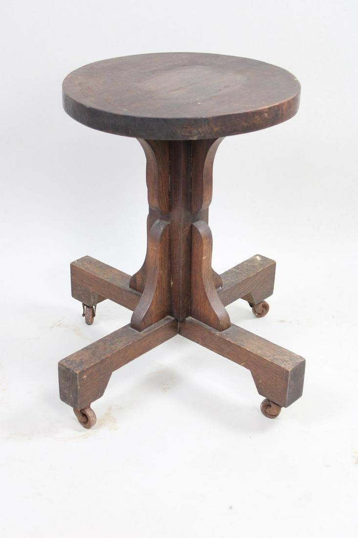 Antique Mission Oak Rolling Industrial Stool Stand (1 of 7)