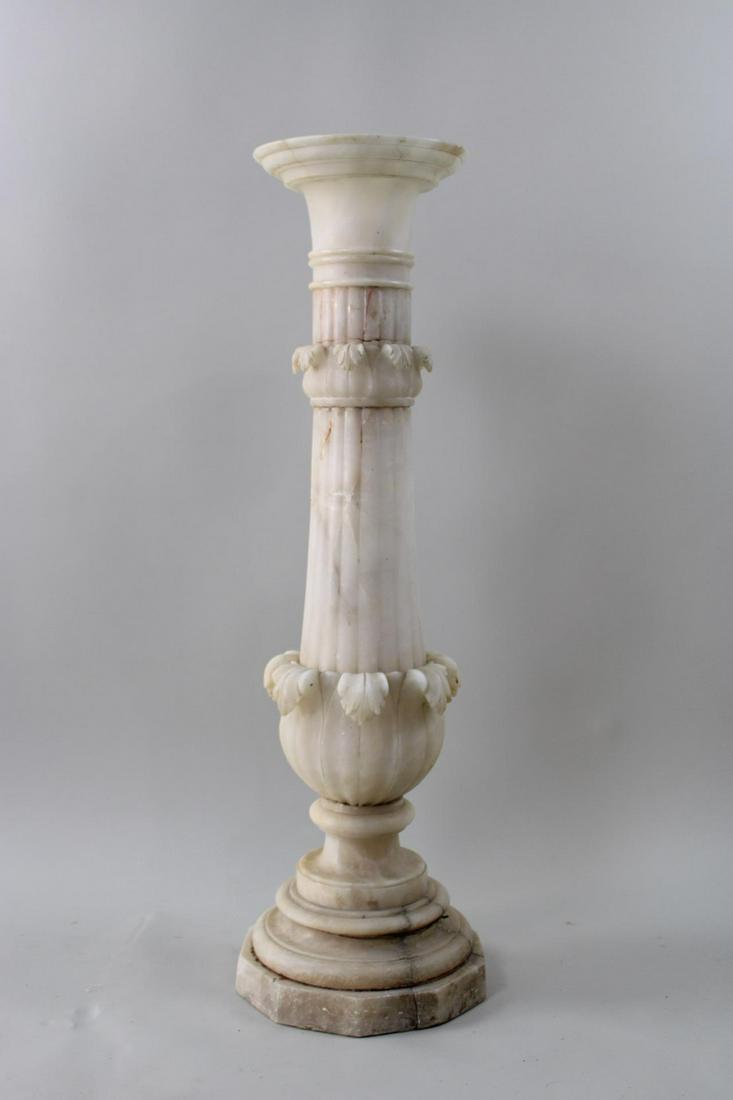 Antique Neoclassical Carved Alabaster Sculpture Display Pedestal (1 of 9)