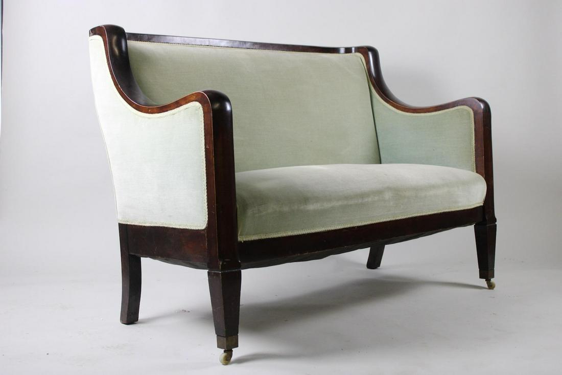 Antique Empire Blue-Green Velvet Settee (1 of 16)
