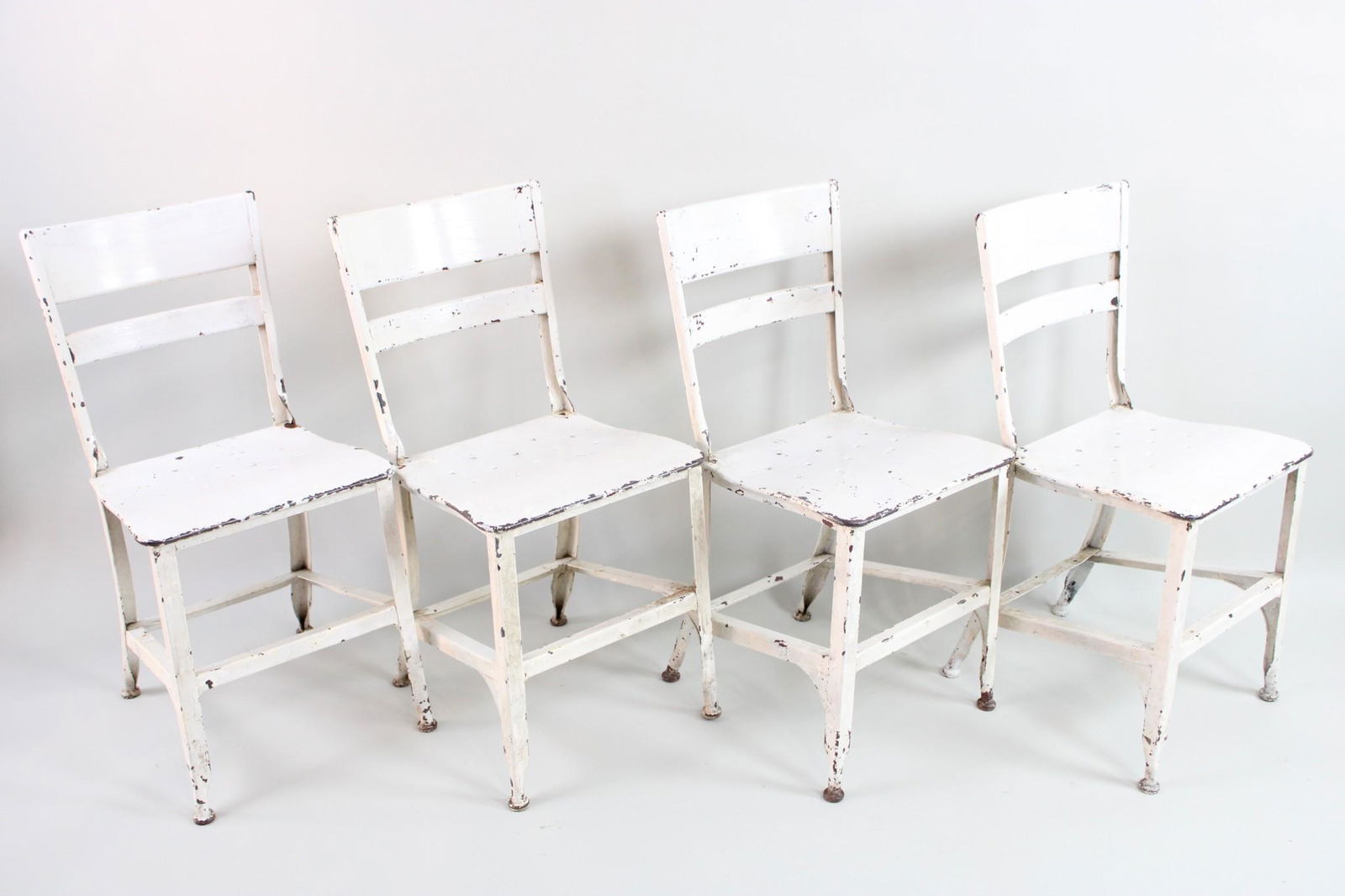 Set of 4 Industrial White Painted Toledo UHL Dining Chairs, All Metal (1 of 14)