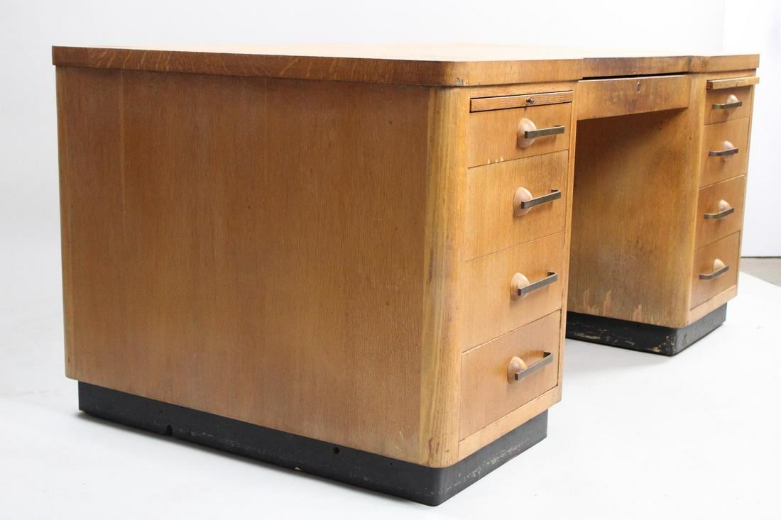 Art Deco Oak Executive Pedestal Desk (1 of 19)