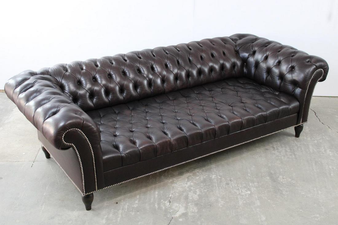 Dark Brown Tufted Leather Chesterfield Sofa (1 of 12)