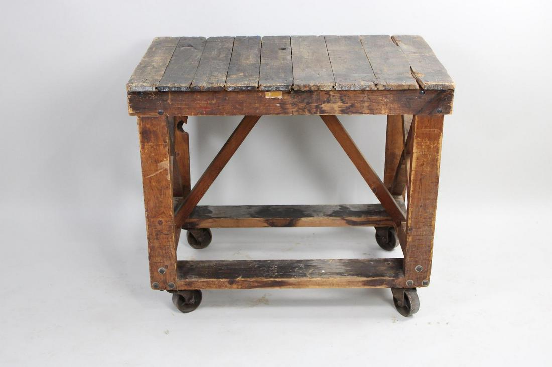 Industrial Factory Wood Rolling Work Cart, 2 of 2 (1 of 10)