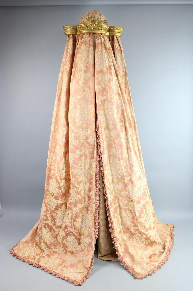 Pair of NYC Plaza Hotel Pink & Gold Brocade Drapery Tasseled Rope Headboards (1 of 10)