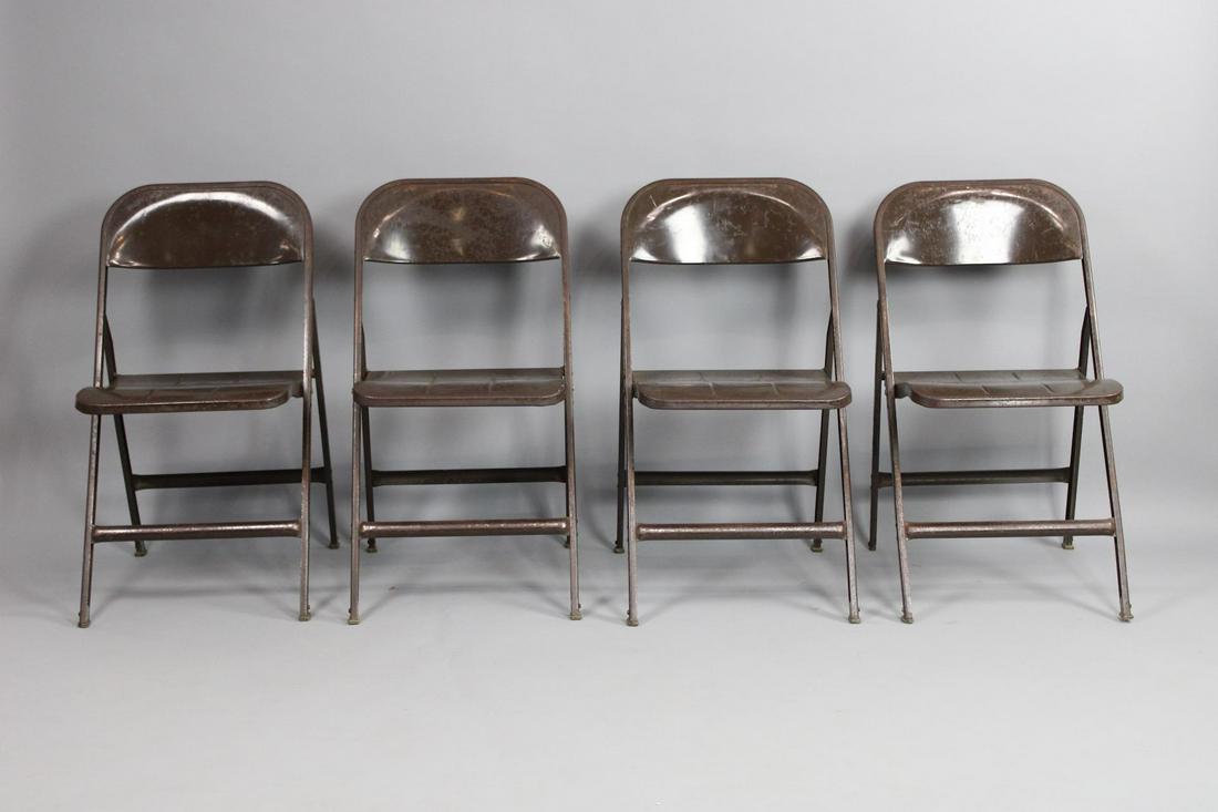Set of 4 Lyon Industrial Metal Folding Chairs (1 of 10)
