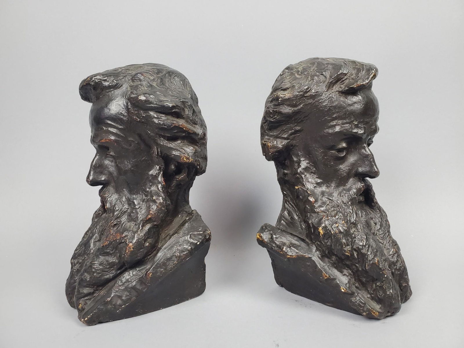 Plaster Cast Bookends of Male Bust in the Style of Auguste Rodin (1 of 11)
