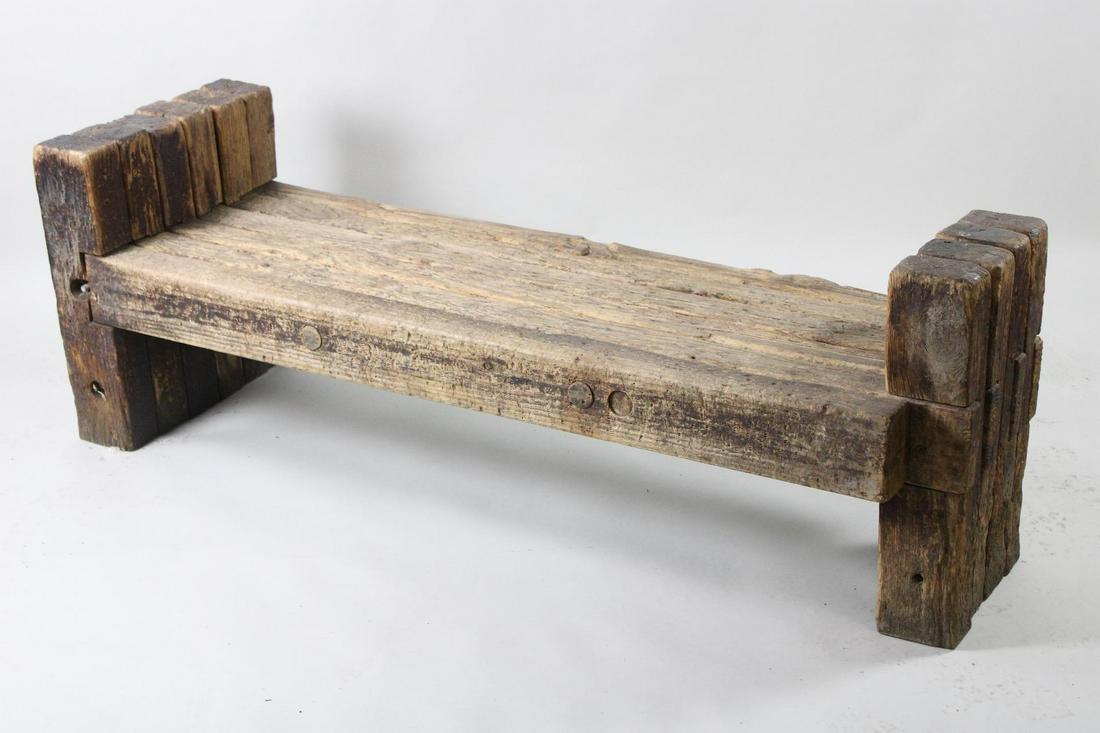 Mid Century Modern Primitive Chunky Brutalist Bench, 7 of 7 (1 of 9)