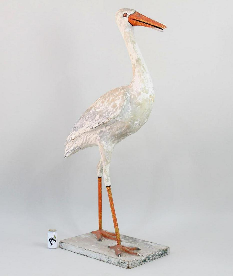 Large Antique Papier Mache Stork Folk Art Store Display Sculpture (1 of 10)