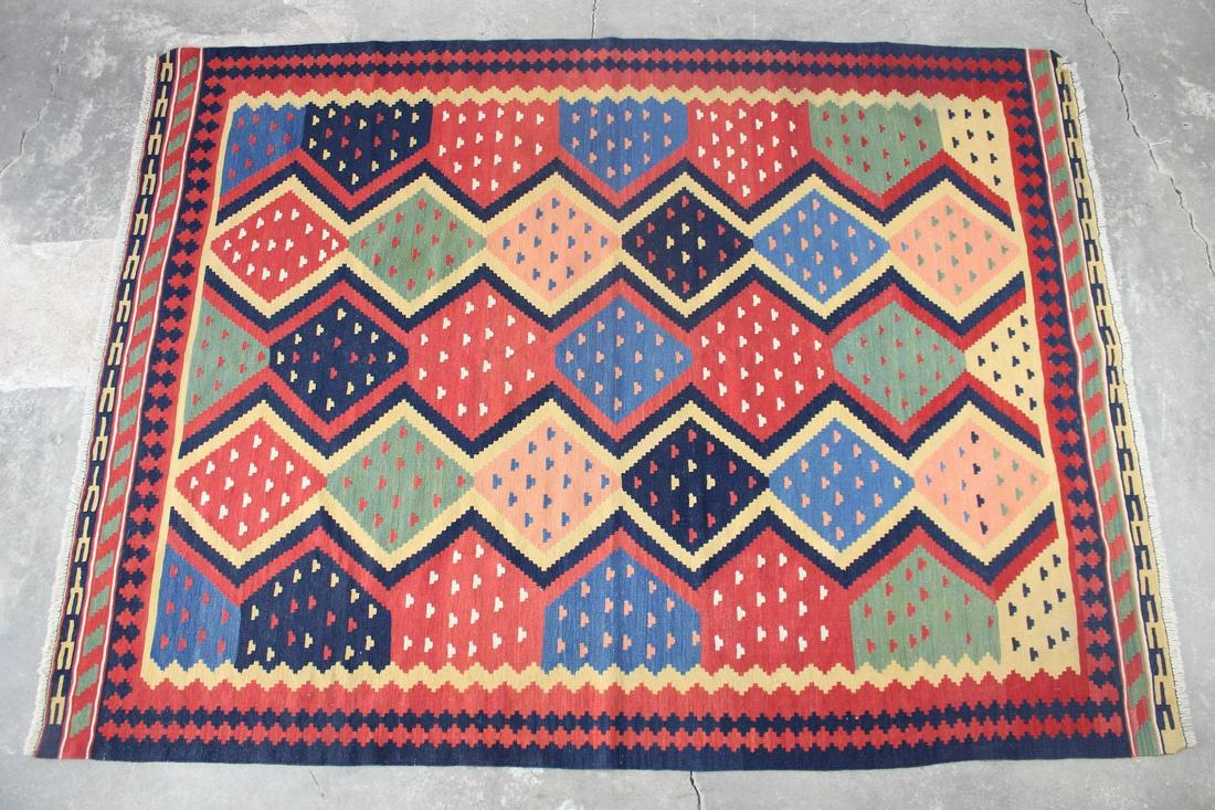 Large 9x6 Ft Colorful Mid Century Modern Kilim Rug (1 of 9)