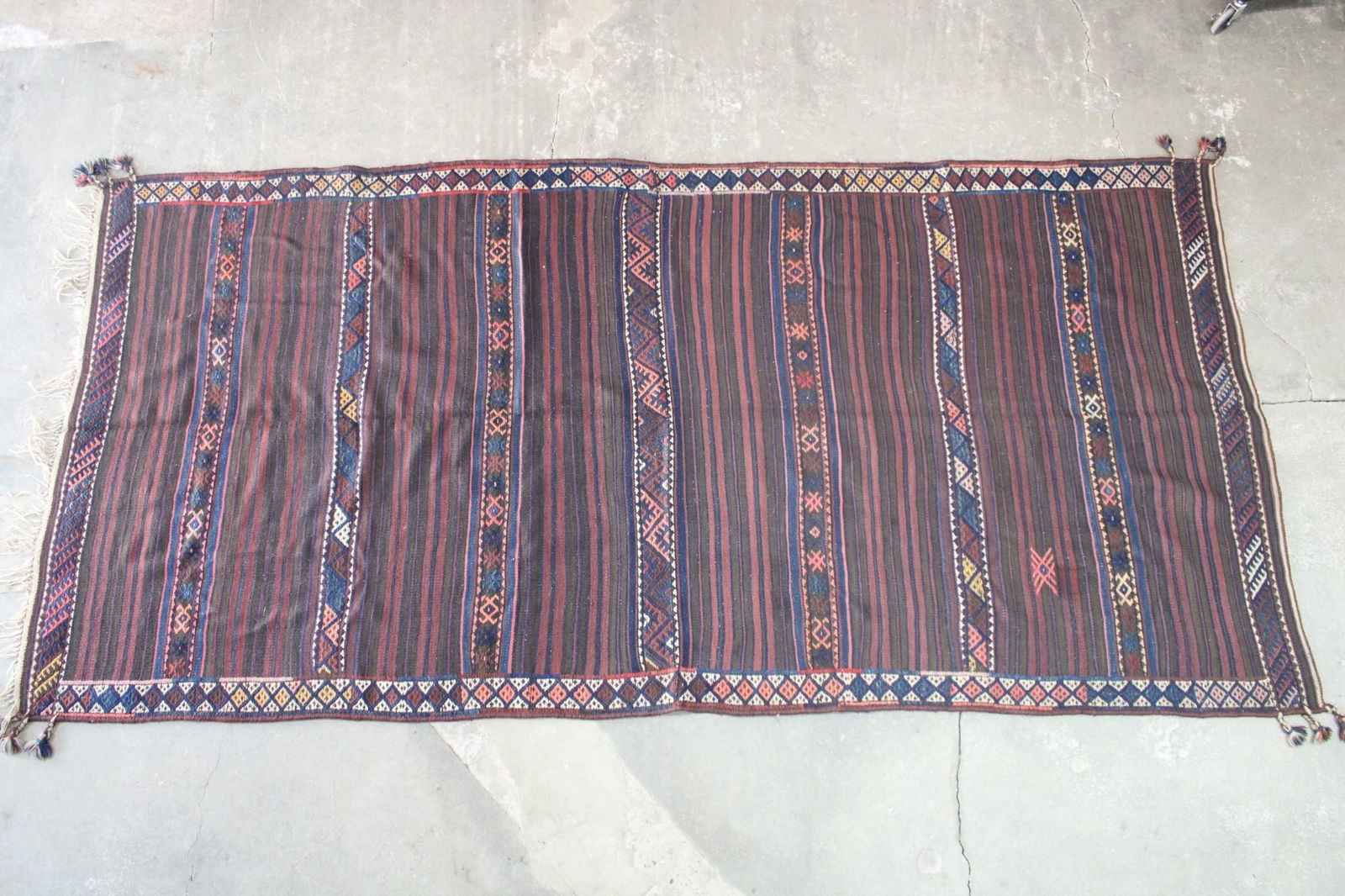 Long 11x5 Ft Multicolor Striped Mid-Century Modern Kilim Rug (1 of 11)