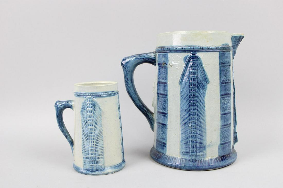 Pair of Flatiron Building Salt Glaze Stoneware Pitcher & Mug (1 of 13)