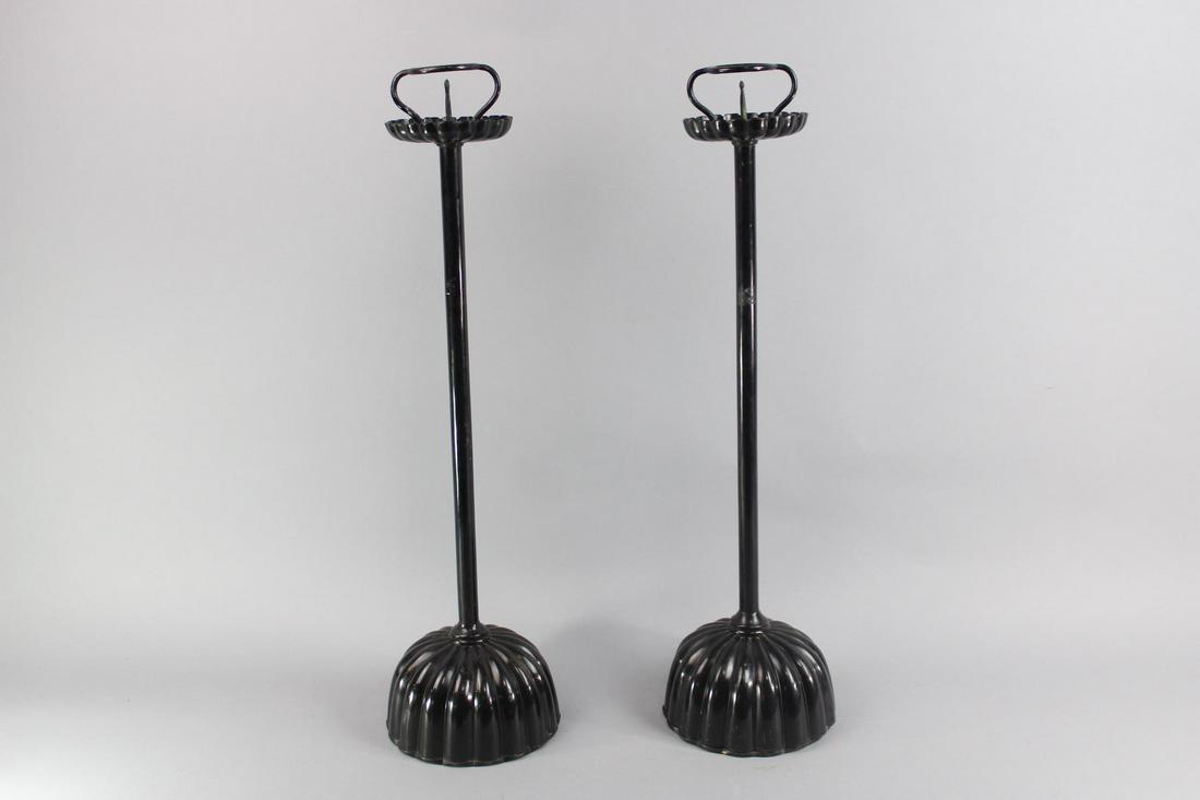 Pair of Japanese Metal Candle Holders, Pricket Sticks (1 of 10)