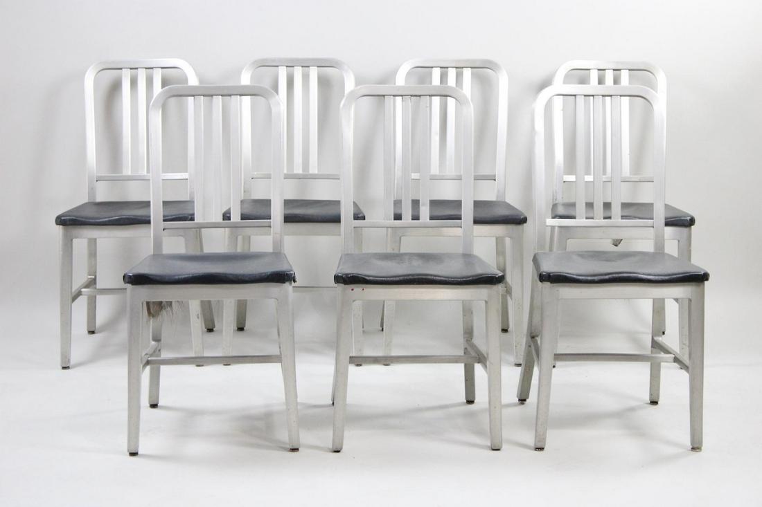 7 Mid-Century Goodform Aluminum Chairs w/ Black Vinyl Seats (1 of 11)