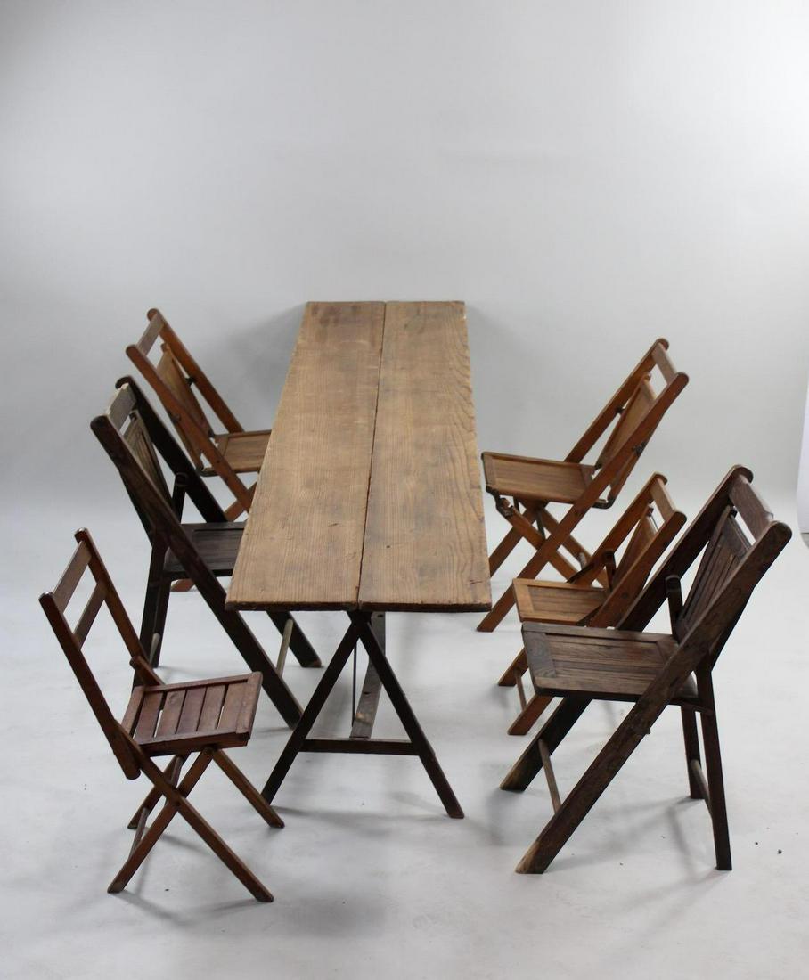 Portable Lot of Folding Table & 6 Wooden Folding Chairs, Garden Wedding (1 of 18)