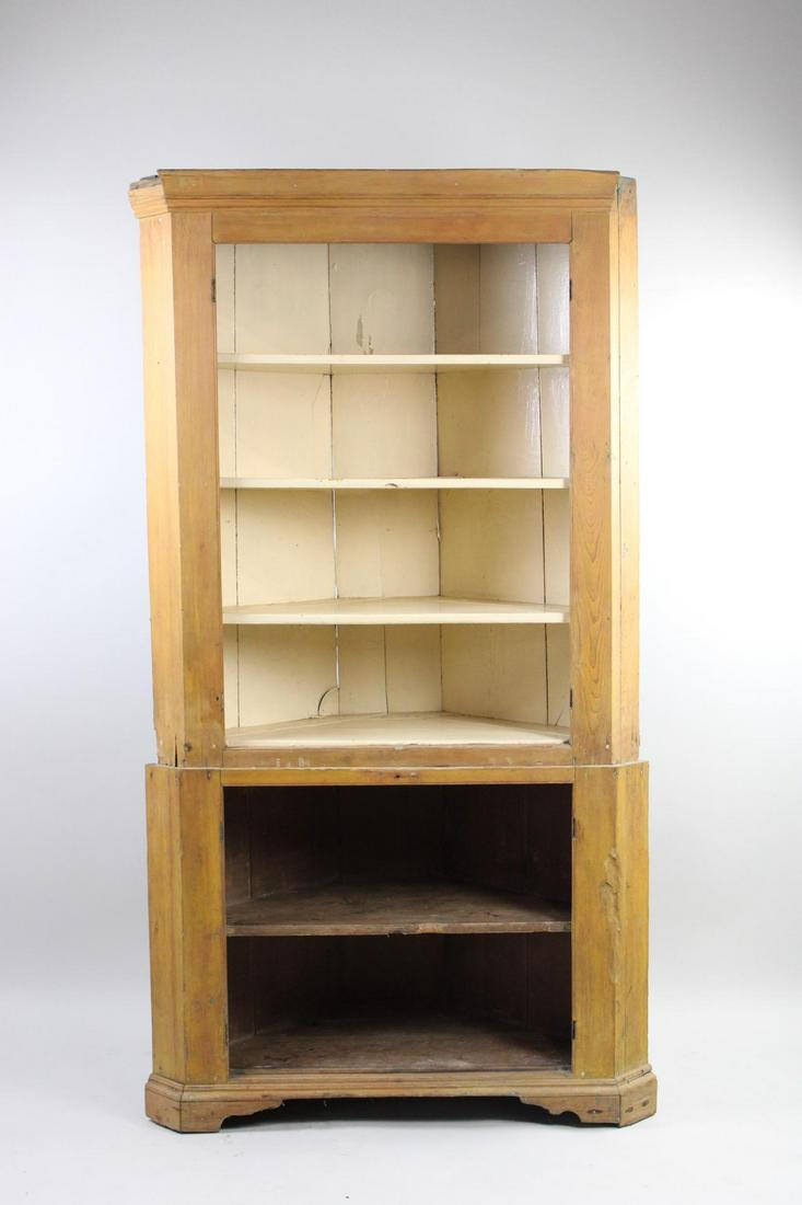 Antique 2 Piece Farmhouse Wooden Corner Cupboard w/Open Shleves (1 of 18)