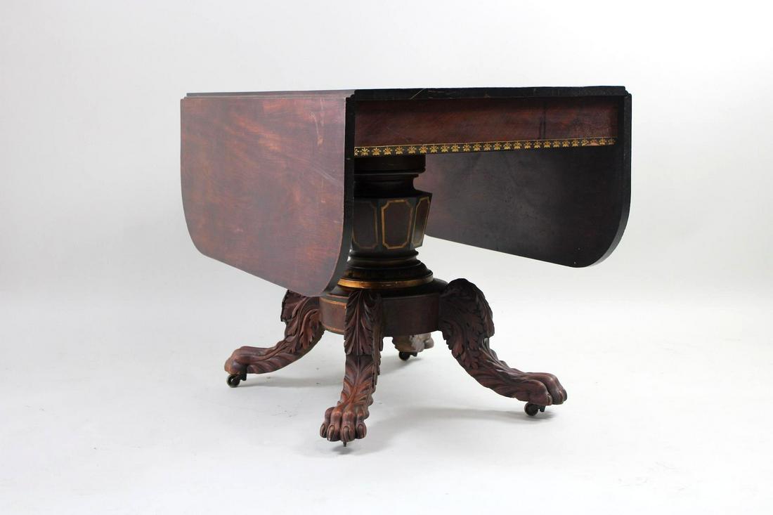 Ornate Mahogany Drop Leaf Table Carved Base and Claw Feet (1 of 19)