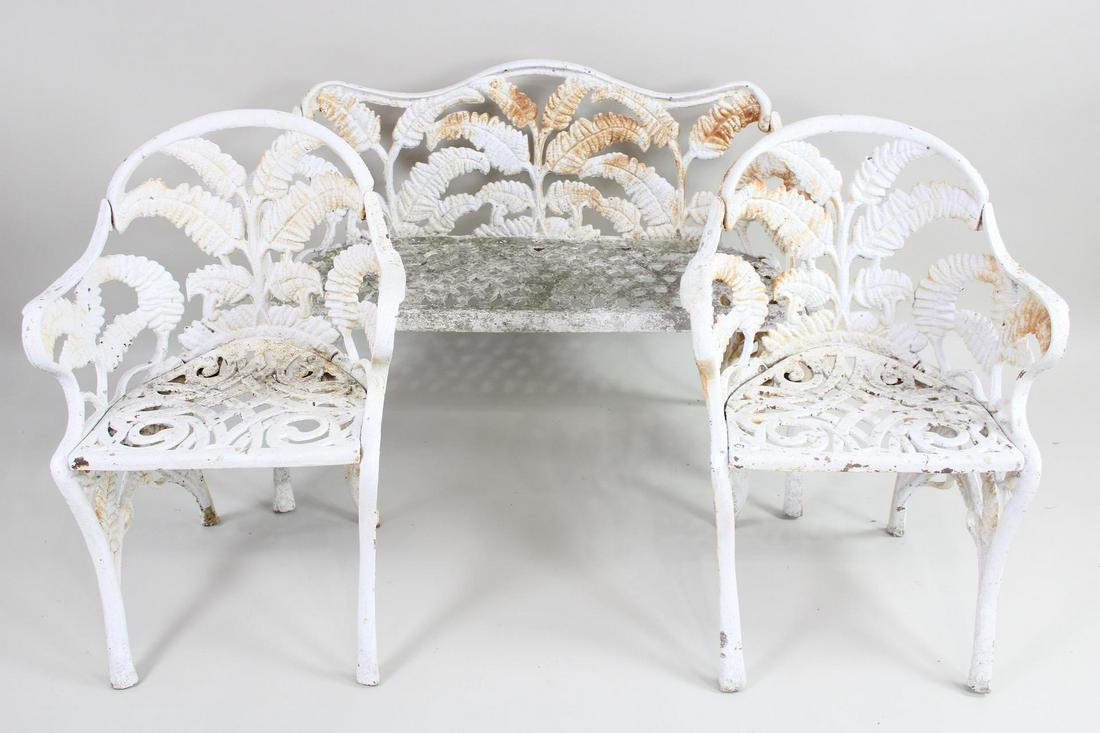 Outdoor Victorian Cast Iron Fern Pattern Chairs & Bench (1 of 19)