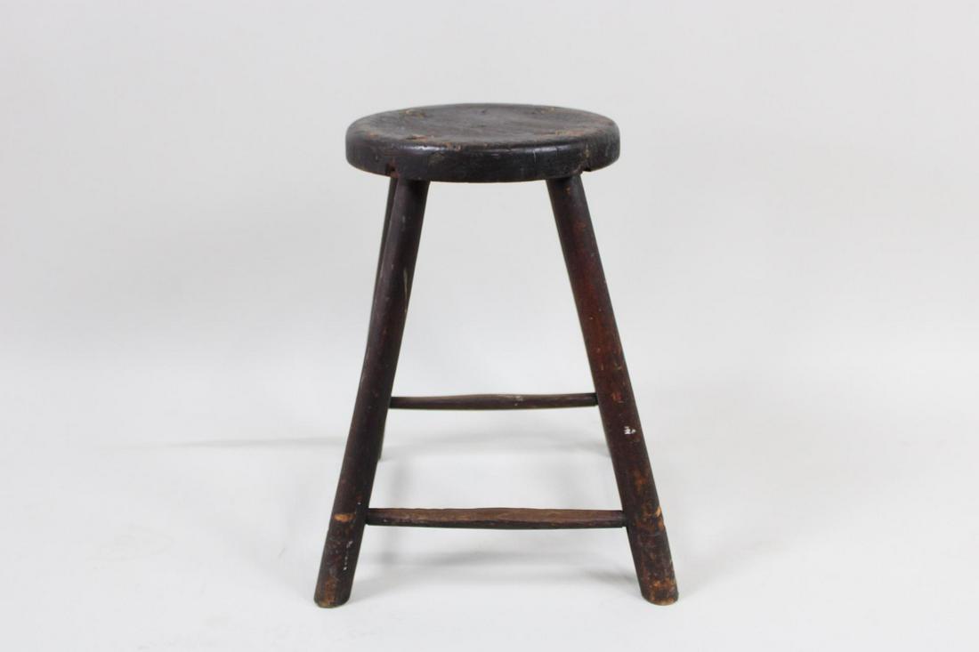 Dark Wood Stool w/Peg Legs, Great Patina (1 of 7)