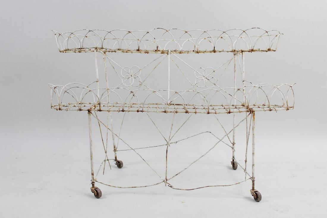 2-Tier Victorian Wire Plant Shelf Flower Pot Holder on Casters (1 of 10)