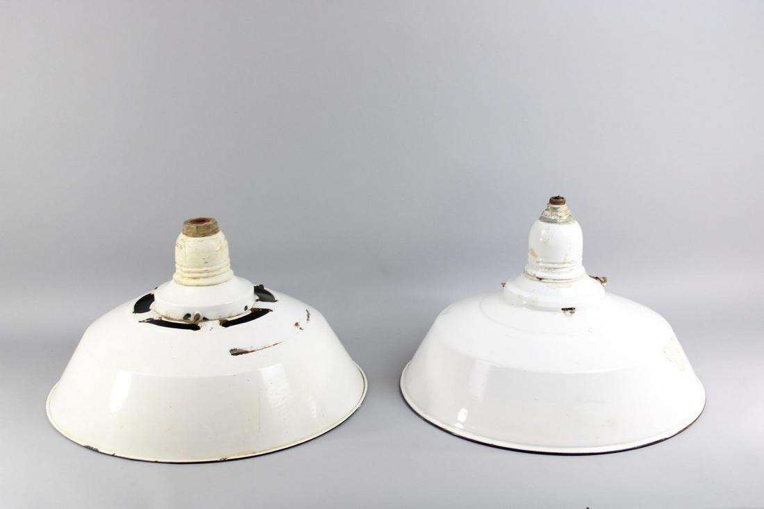 2 Pairs of White Industrial Metal Pendant Light Shades (1 of 19)