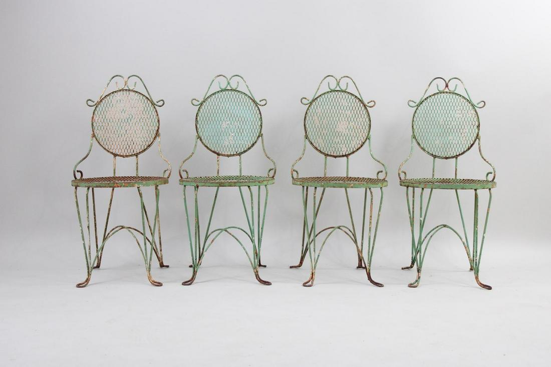 Set of 4 Green Metal Mesh Victorian Outdoor Chairs (1 of 10)