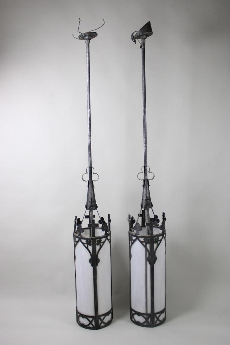 Pair of Wrought Iron Gothic Revival Cathedral Pendant Lights (1 of 16)