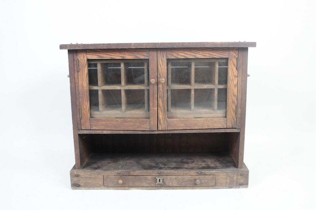 Glass Front Wood Table Top Curio Cabinet, Arts & Crafts (1 of 10)