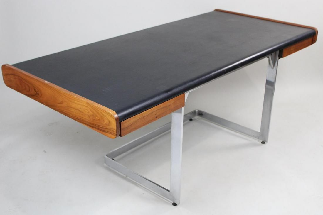 Ste-Marie and Laurent Rosewood & Leather Top Desk, Mid Century Modern: Ste-Marie and Laurent Rosewood & Leather Top Desk, Mid Century Modern. This is a very well made Desk, leather top! Designed by Ste-Marie and Laurent. The matching Credenza is available in our other lo