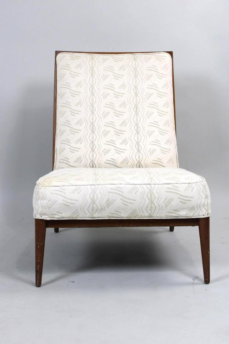 Mid Century Modern Paul McCobb Slipper Chair: Mid Century Modern Paul McCobb Slipper Chair. This chair looks very similar to the Robsjohn Gibbings slipper chair but we believe it to be the Paul McCobb version. The cushions are hard. Dimensions ar