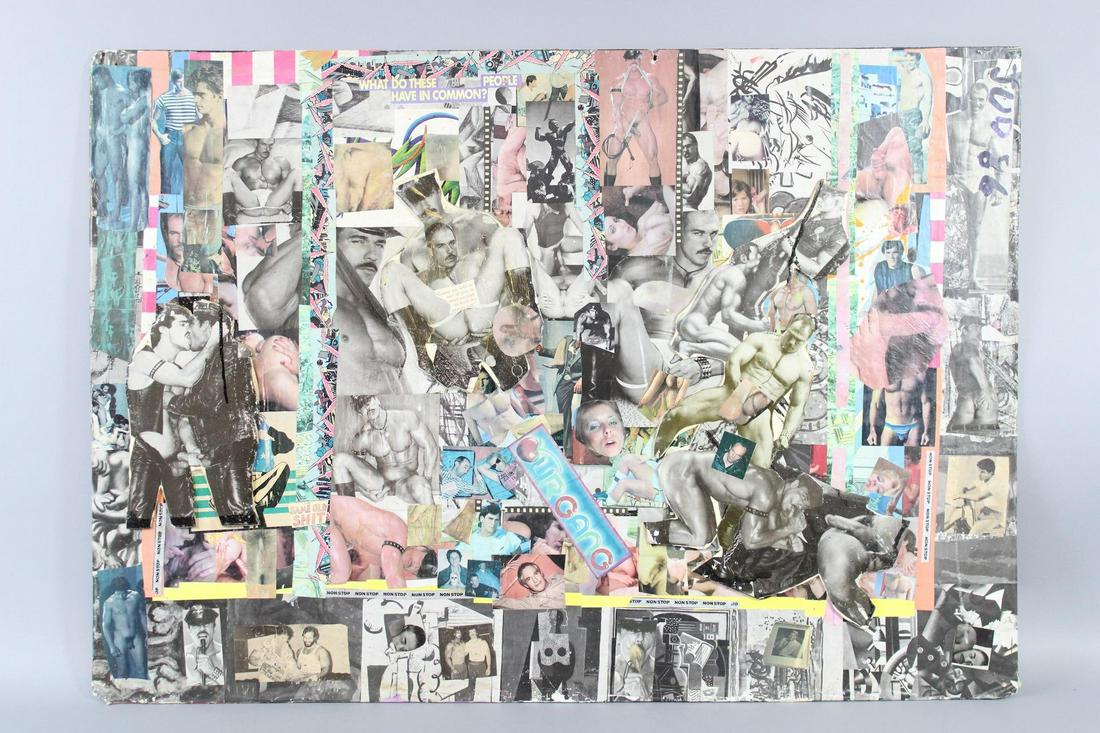 Judson Baldwin Male Nude Large 2-Sided Art Collage, 4 of 5: Judson Baldwin Gay Nude Male Art Collage 4 of 5. Outstanding contemporary artwork by Judson Baldwin (American d. 2006). From the estate of Baldwin's partner, painter Edward Avedisian (American 1938-20