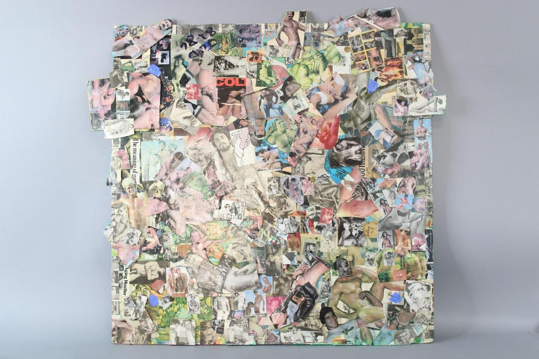 Judson Baldwin Male Nude Very Large 2-Sided Art Collage, 5 of 5: Judson Baldwin Gay Nude Male Art Collage 5 of 5. Outstanding contemporary artwork by Judson Baldwin (American d. 2006). From the estate of Baldwin's partner, painter Edward Avedisian (American 1938-20