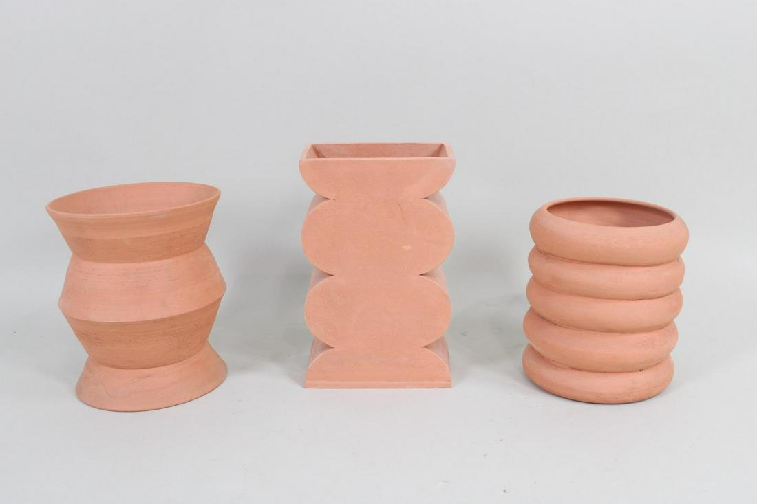 Contemporary Ceramic Artist "Group Partner", Lot of 3 Abstract Vase Planters: Contemporary Ceramic Artist "Group Partner", Lot of 3 Abstract Vase Planters. This is a collection of 3 never produced early works by Group Partner. They are vases or planters. The artist Isaac Nichol