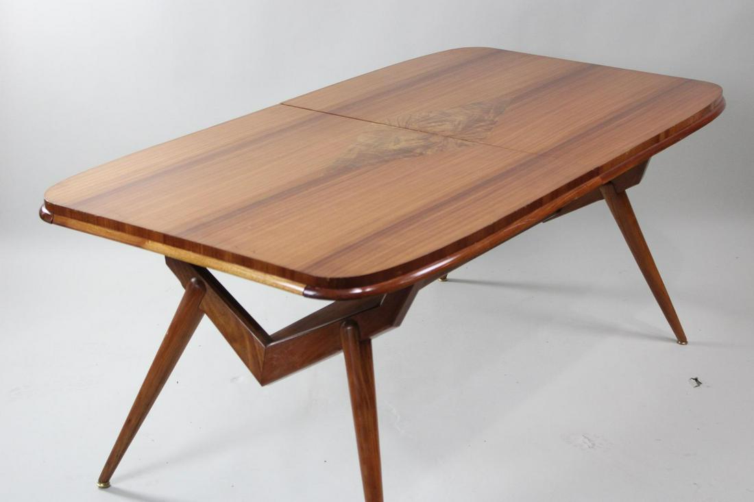 Mid Century Modern Space Age Dining Table, Kagan Style: Mid Century Modern Space Age Dining Table, Kagan Style. This is a very unique dining table, with a pop up leaf mechanism. There is no makers mark, the style is much like Kagan but no attribution made.
