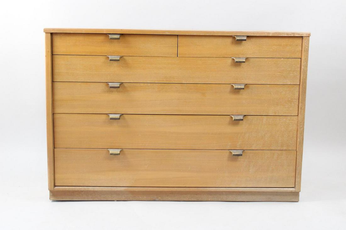 Mid Century Modern 6-Drawer Dresser by Edward Wormley for Drexel: Mid Century Modern 6-Drawer Dresser by Edward Wormley for Drexel. Marked inside the drawer Drexel. Dimensions are 32.5 in h x 47.5 in w x 18.5 in d. Condition is fair. The top needs to be refinished. 