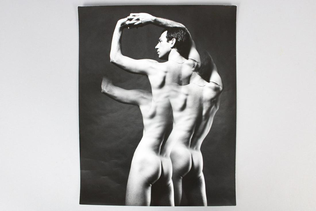 Jack Mitchell Photographs; Nude Male Tony Stevens 1973: Jack Mitchell, American Photographer 1925 - 2013. Lot of 5 black and white photographs of Tony Stevens. This is a great lot of photographs of Tony Stevens on black and white backgrounds. These photos 