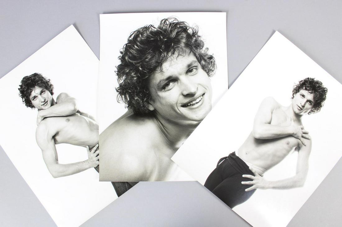 Jack Mitchell Photographs; Ballet Dancer Peter Schaufuss: Jack Mitchell, American Photographer 1925 - 2013. Lot of 3 black and white photographs of Peter Schaufuss. This is a great lot of photographs of a handsome, shirtless man in different poses. These pho