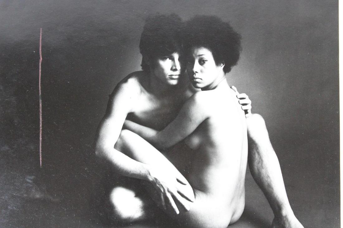 Ruspoli Rodriguez Photograph; Hiram Keller & Emmaretta Marks from "Hair" 1986: Ruspoli Rodriguez Photograph; Hiram Keller & Emmaretta Marks from "Hair" 1986. Signed on back Ruspoli Rodriguez, who was the designer of the famous poster advertising the Broadway Musical "Hair." Quan