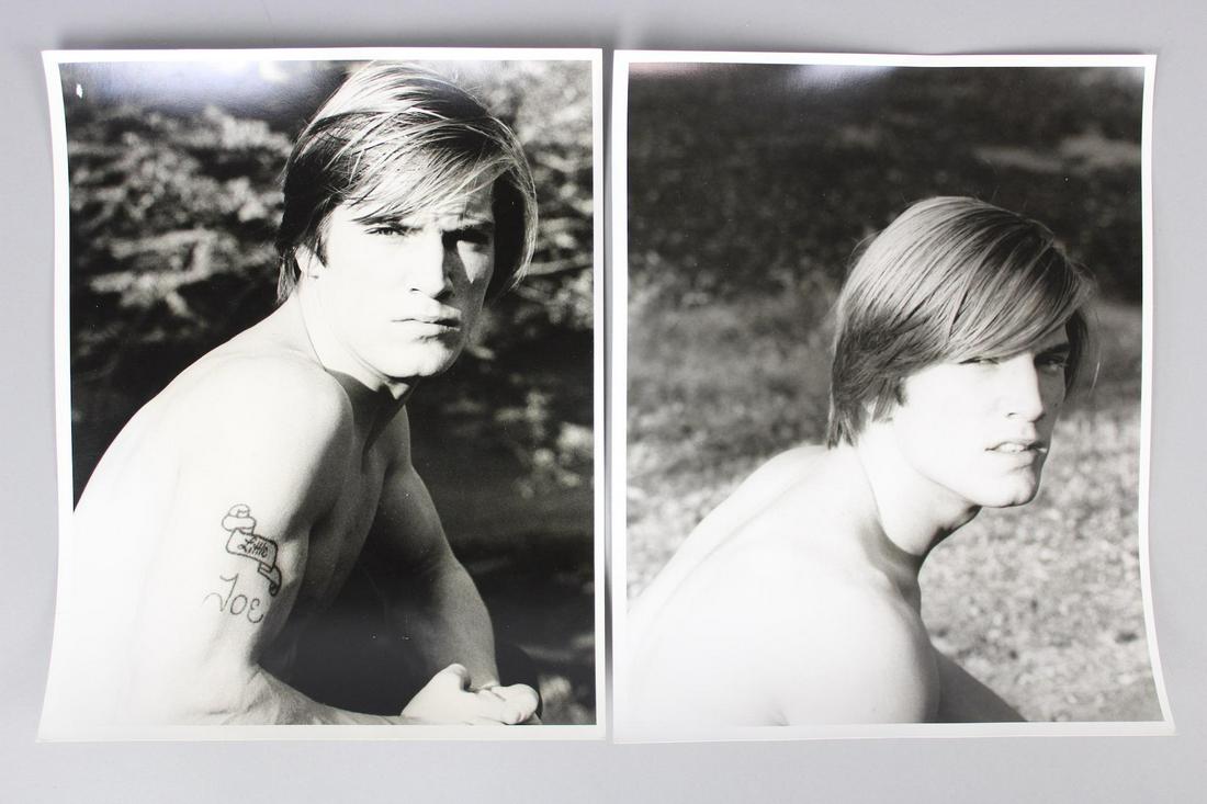 Kenn Duncan Photograph; Shirtless Warhol Superstar Joe D'Allesandro: Kenn Duncan American Photographer 1928 -1986. Pair of B&W photos of Warhol superstar Joe D'Allesandro, outdoors and shirtless. Undated but are from 1968-1983. Quantity: 2 Size 14 x 11 in Photographer: