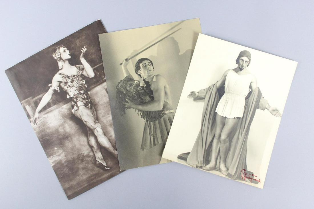 George Cannons Photographs; 1930s Male Dancers: George Frederic Cannons American Photographer 1897-1972. Lot of 3 B&W photos of 1930s dancers, including 2 of Anton Dolin as David, as well as one of Stanislas Idzikowski. One of the photos is dated 1