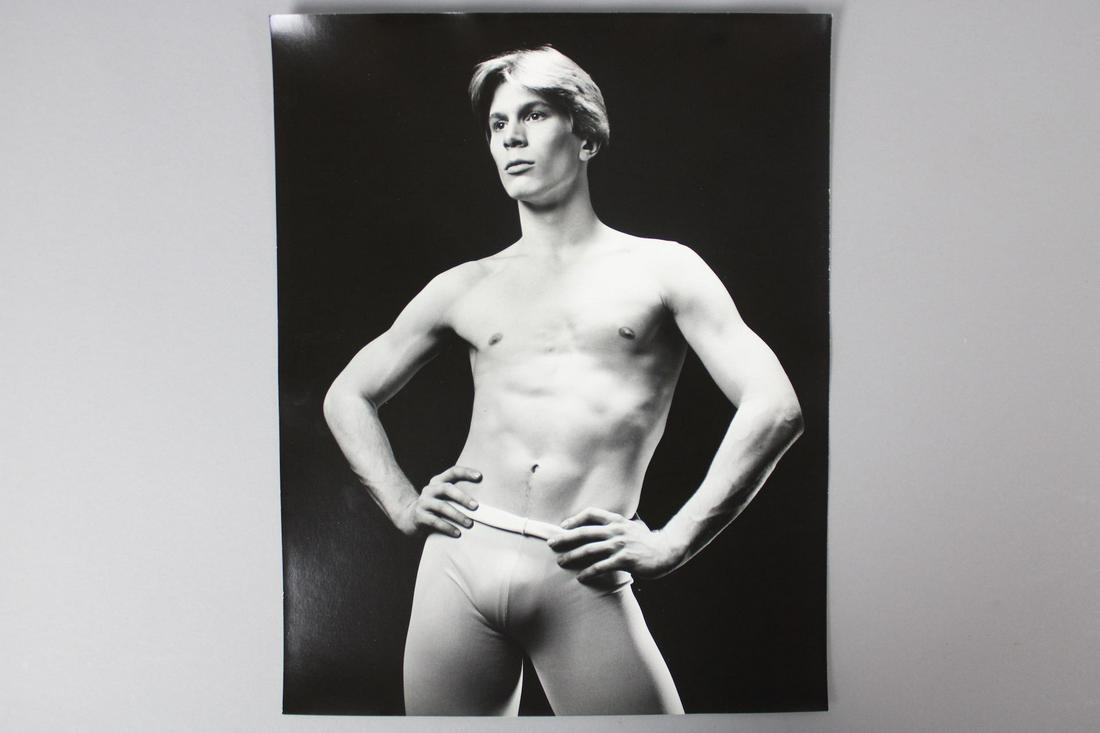 Jack Mitchell Photographs; Male Ballet Dancer: Jack Mitchell, American Photographer 1925- 2013. Lot of 4 B&W photos of a male ballet dancer, 1 in mid leap. These photos are undated but are from 1968-1983. Quantity: 4 Size 14 x 11 in Photographer: 