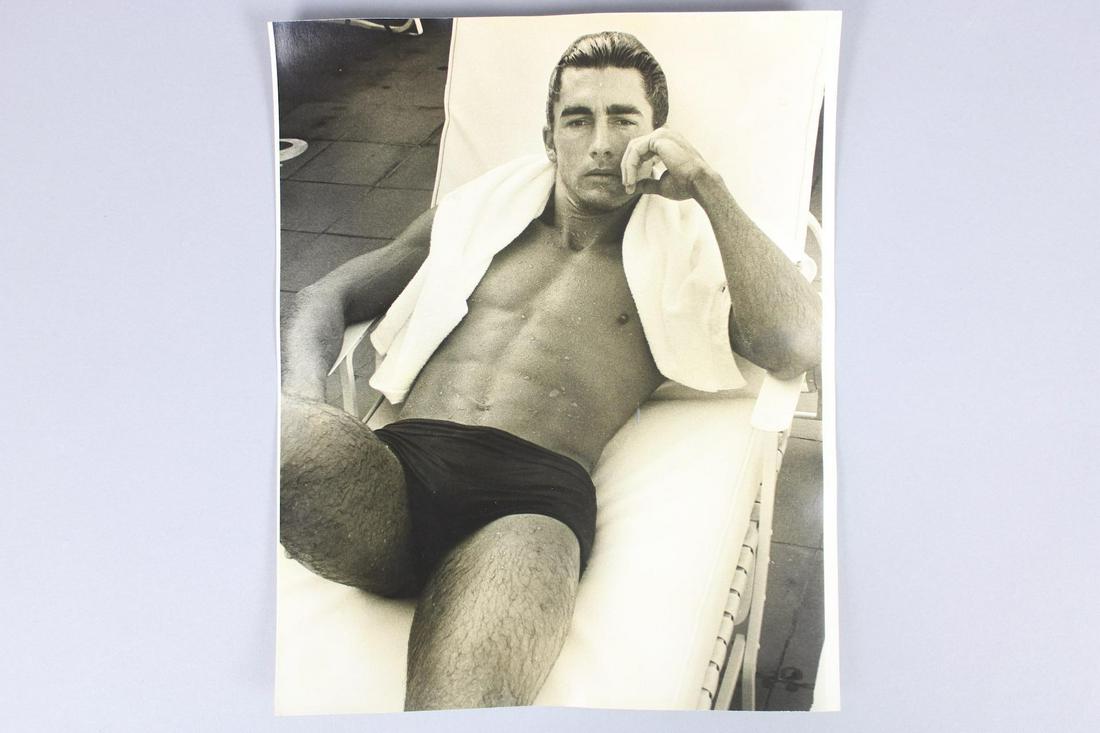 Bruce Weber Photograph; Male Actors Mike Edwards: Bruce Weber, American Photographer b. 1946. This is a great lot of photographs including swimming pool photographs of Mike Edwards and another male model. Quantity: 3 Size 14 x 11 in Photographer: Bru
