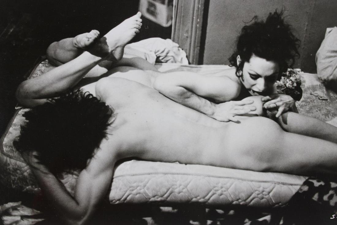 Photo Still from Andy Warhol's Film "Sex": Single B&W Photo Still Photo Still from Andy Warhol's Film "Sex", featuring a naked man & woman on a mattress. The movie may have been renamed "Women in Revolt." From the archive of After Dark Magazin