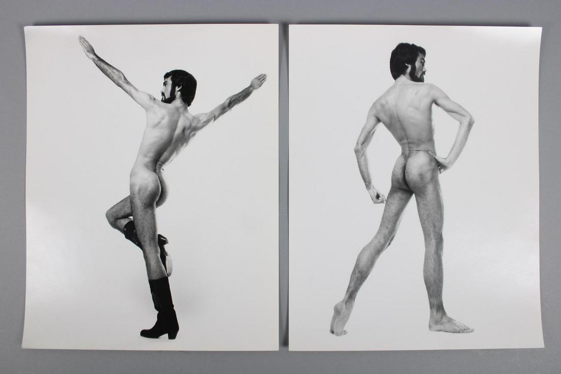 Jack Mitchell Photographs; Nude Male w/Beard & Boots: Jack Mitchell, American Photographer 1925- 2013. Pair of B&W photos of a nude bearded man; one in boots. These photos are undated but are from 1968-1983. Quantity: 1 Size 14 x 11 in Photographer: Jack