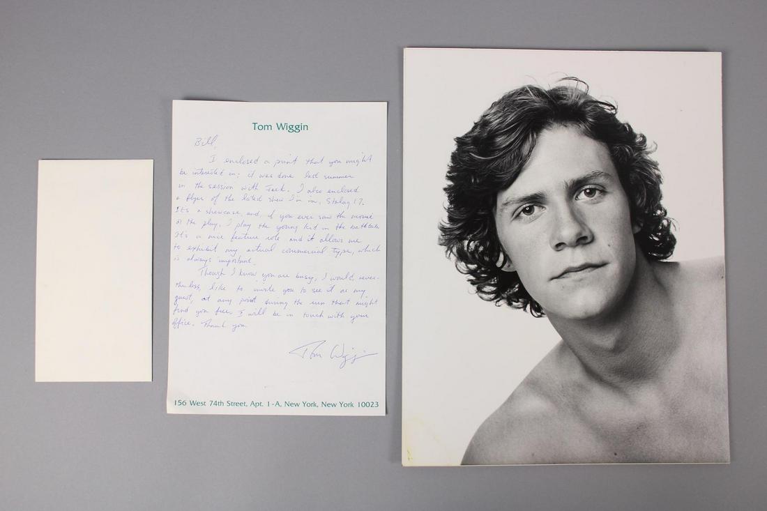 Jack Mitchell Photograph; Actor Tom Wiggin: Jack Mitchell, American Photographer 1925- 2013. Single B&W head shot photo of actor Tom Wiggin, best known for his long running role in As the World Turns. Includes a letter to Bill Como, the editor 