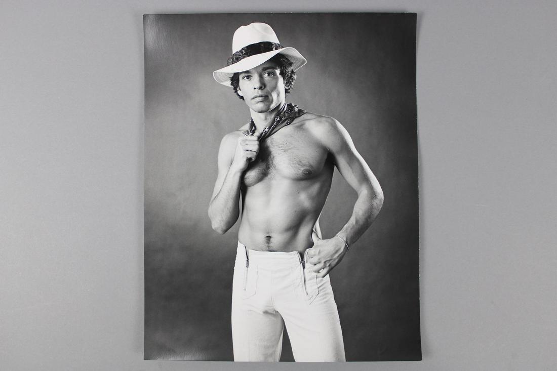 Jack Mitchell Photographs; Semi Nude Photograph of Handsome Man: Jack Mitchell, American Photographer 1925- 2013. This is a lot of 4 semi nude, black and white photographs of a handsome male dancer. These photos are from 1975. Quantity: 4 Size 14 x 11 in Photograph