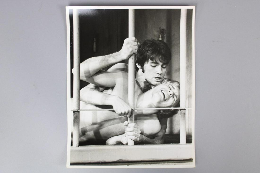 Kenn Duncan Photograph; 2 Nude Male Actors in Sal Mineo's "Fortune & Men's Eyes", Behind Bars: Kenn Duncan American Photographer 1928 -1986. Single B&W photo of Bartholomew Miro Jr & Mark Shannon in Sal Mineo's "Fortune & Men's Eyes". Dated 1974. Quantity: 1 Size 14 x 11 in Photographer: Kenn D